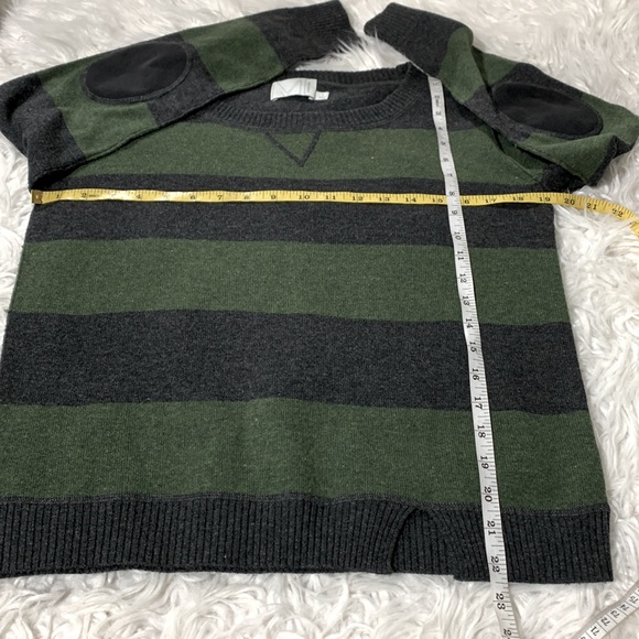 MICHAEL Stars cashmere Extrafine merino wool sweater stripe elbow patch women 1 - Picture 7 of 9